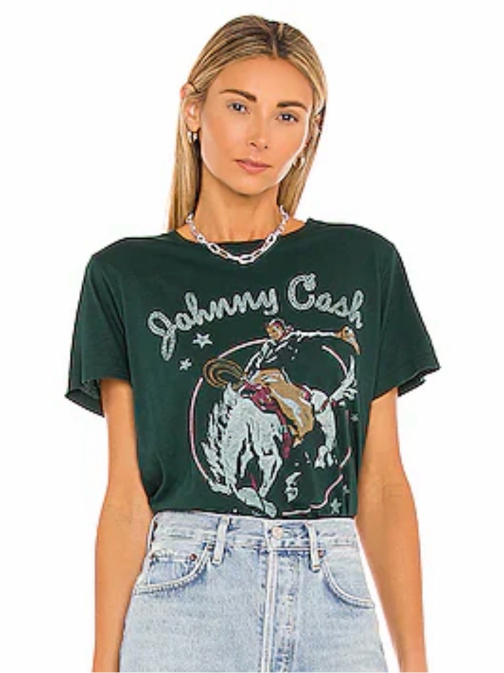 Daydreamer Johnny Cash Rodeo Tee in Emerald Size Small